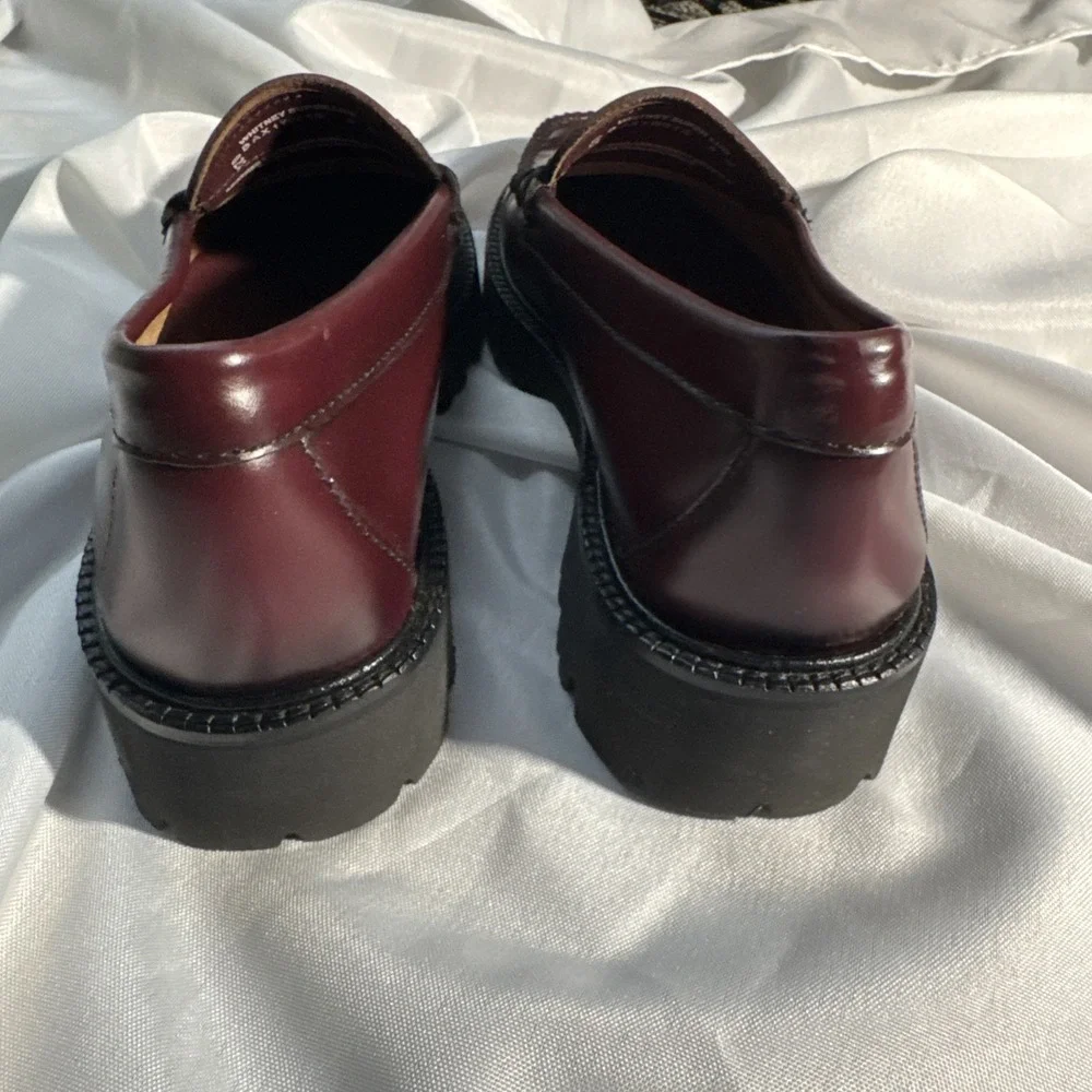 GH Bass Weejuns Whitney Super Lug Penny Loafer Women 8 Wine Leather Moc-Toe New - Picture 5 of 9